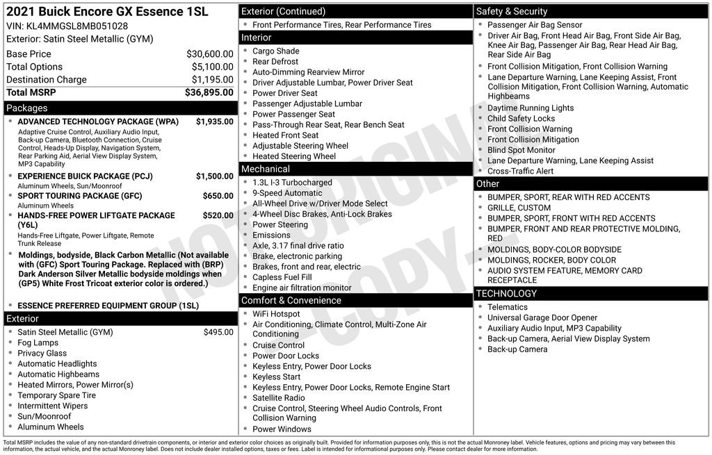 Used 2021 Buick Encore GX Essence w/ Advanced Technology Package image 30