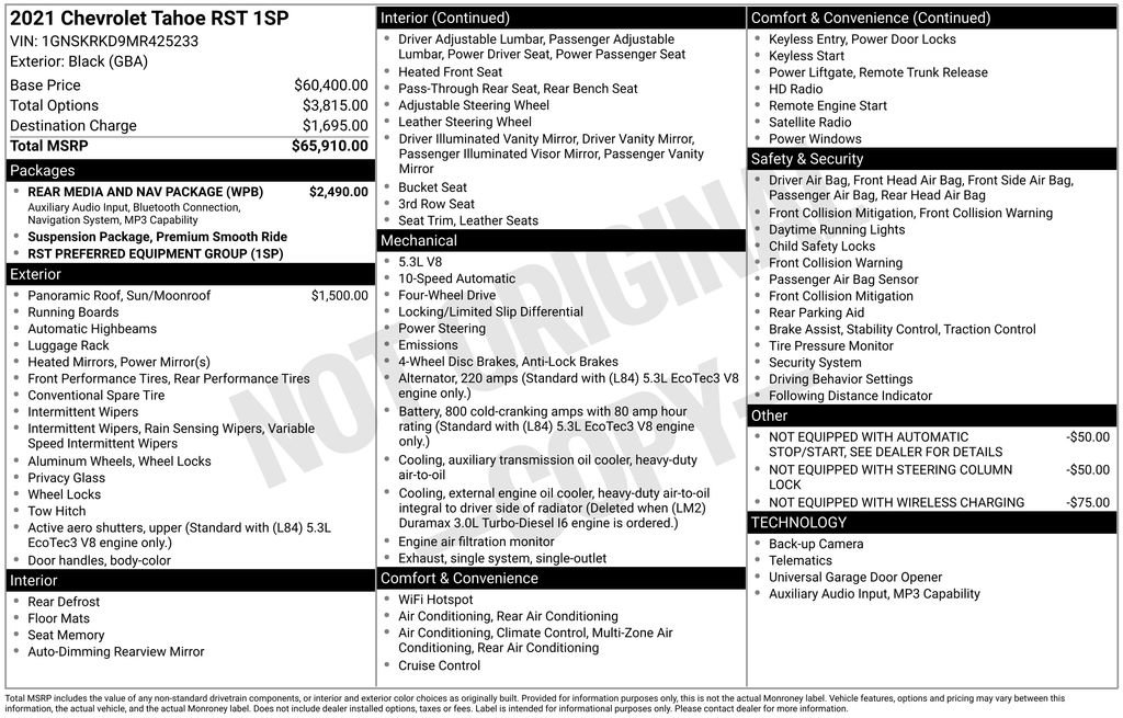 Used 2021 Chevrolet Tahoe RST w/ Rear Media and Nav Package image 30