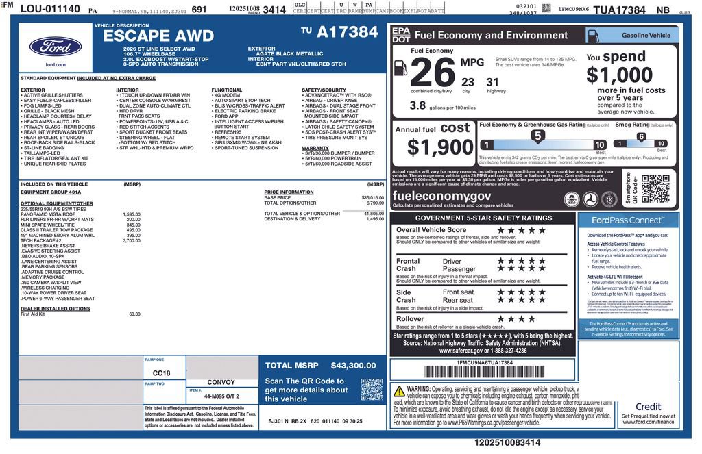 New 2026 Ford Escape ST-Line Select w/ Tech Pack #2 image 6