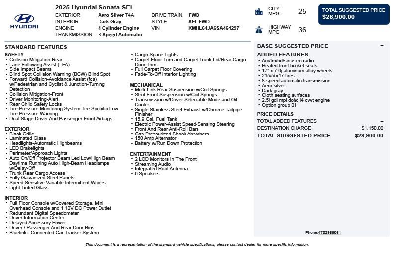 Used 2025 Hyundai Sonata SEL FWD image 3