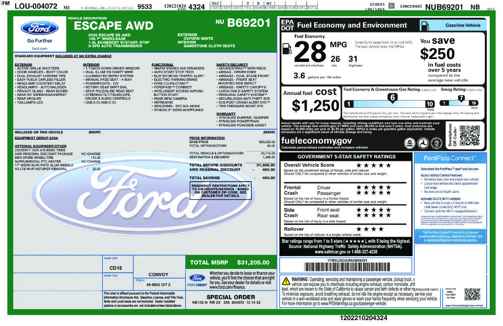 Used 2022 Ford Escape SE AWD/4WD image 2