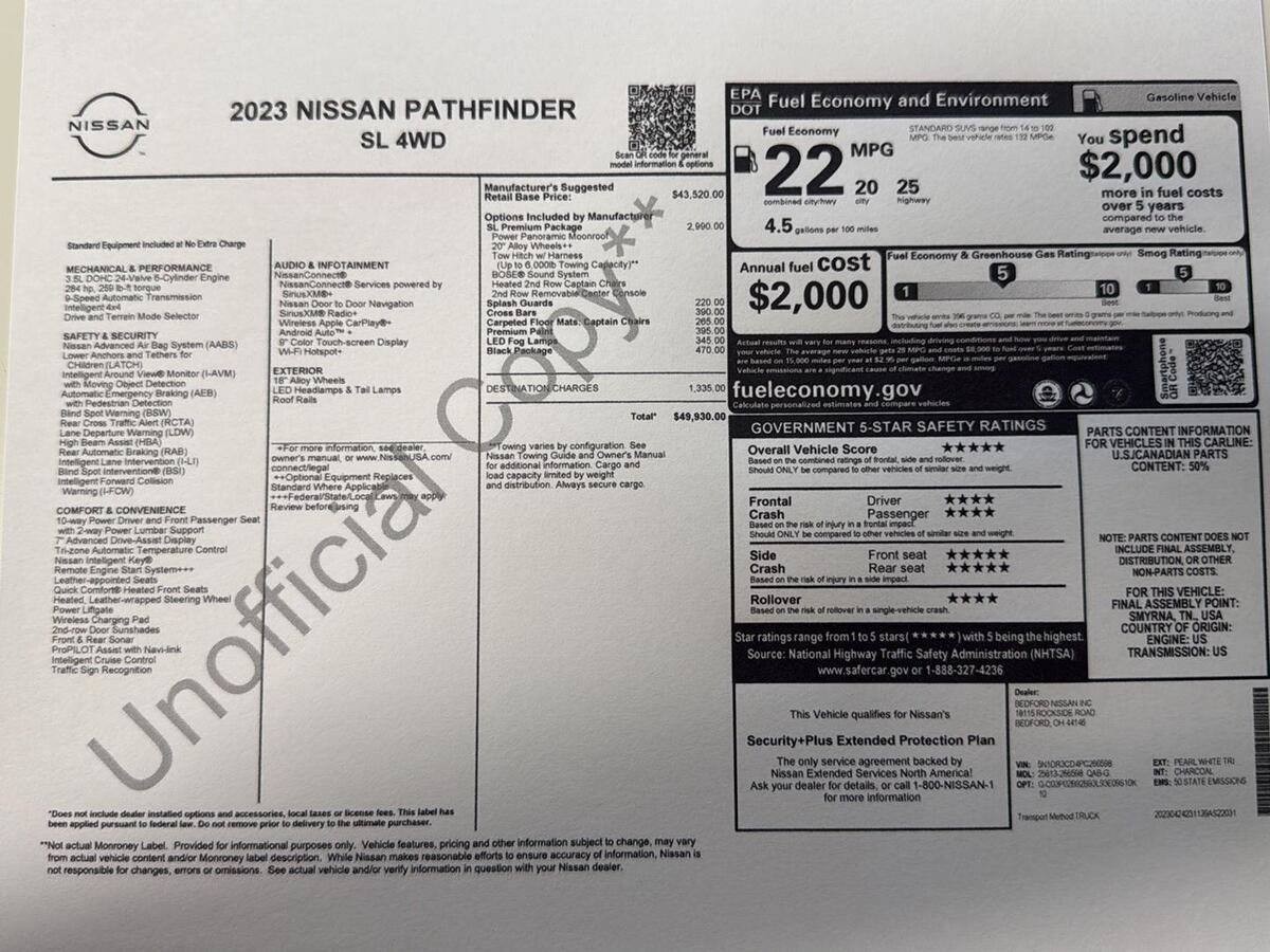Used 2023 Nissan Pathfinder SL w/ SL Premium Package AWD/4WD image 3
