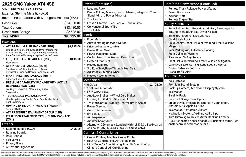Used 2025 GMC Yukon AT4 w/ AT4 Premium Plus Package AWD/4WD image 5