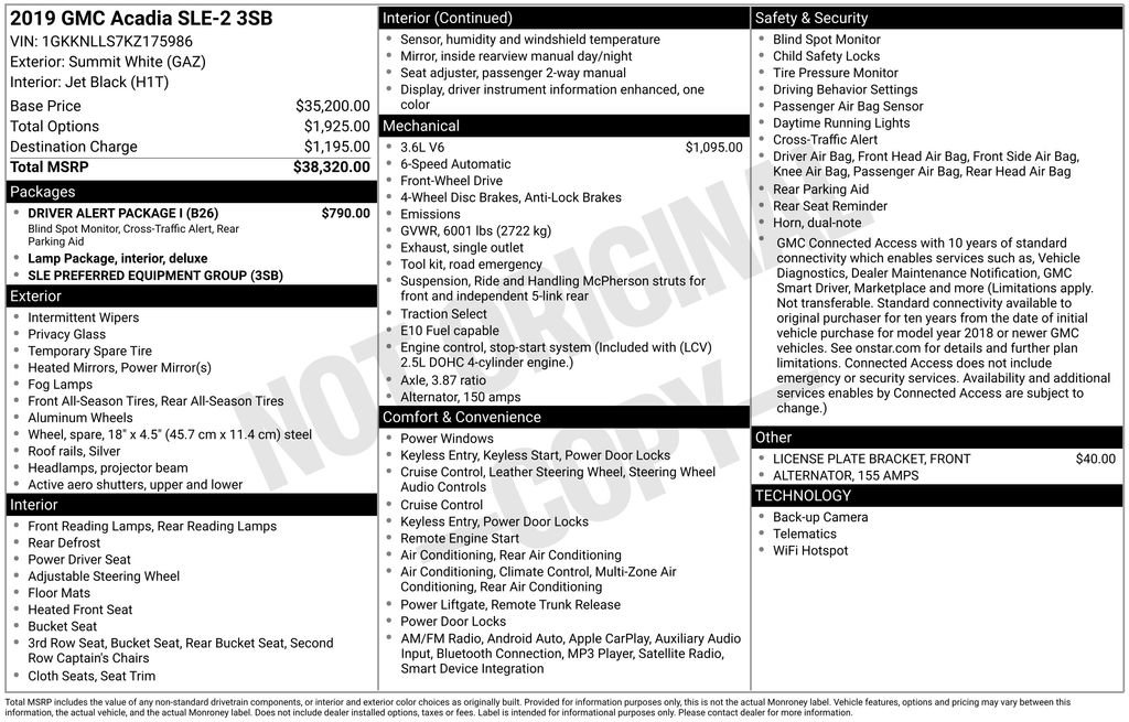 Used 2019 GMC Acadia SLE w/ Driver Alert Package I FWD image 4