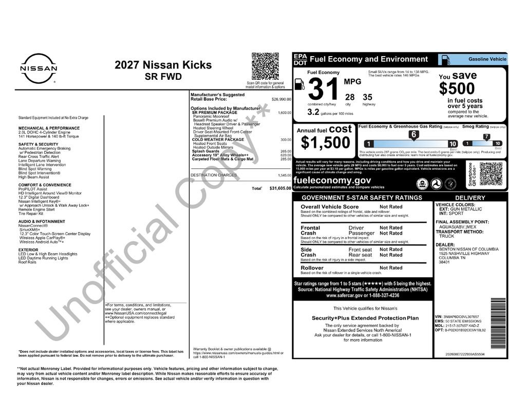 New 2027 Nissan Kicks SR w/ SR Premium Package FWD image 5