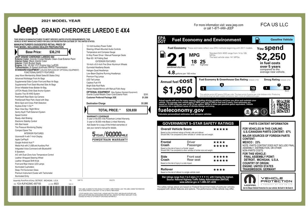 Used 2021 Jeep Grand Cherokee Laredo image 9