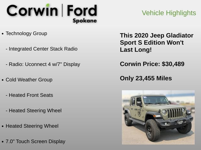 Used 2020 Jeep Gladiator Sport w/ Quick Order Package 24S AWD/4WD image 12