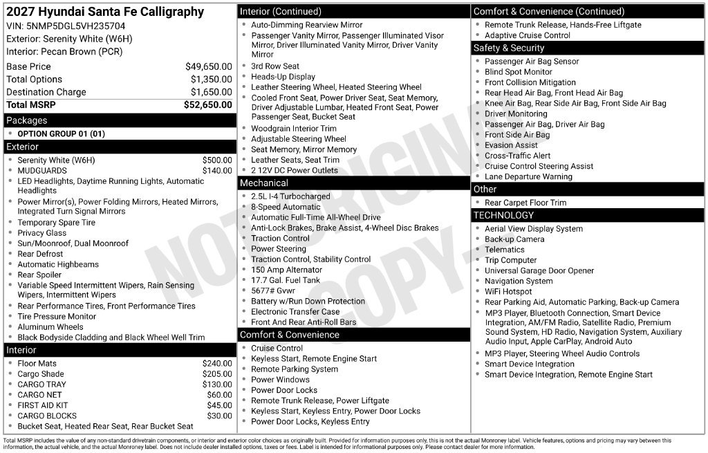 New 2027 Hyundai Santa Fe Calligraphy AWD/4WD image 28
