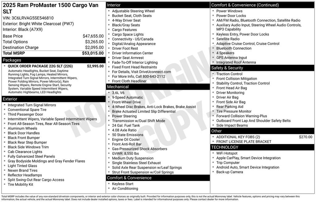 Used 2025 RAM ProMaster 1500 w/ Quick Order Package 22G SLT FWD image 28