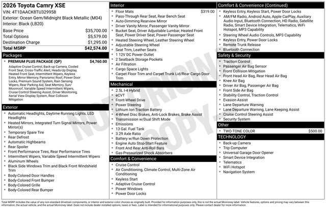 New 2026 Toyota Camry XSE w/ Premium Plus Package FWD image 4