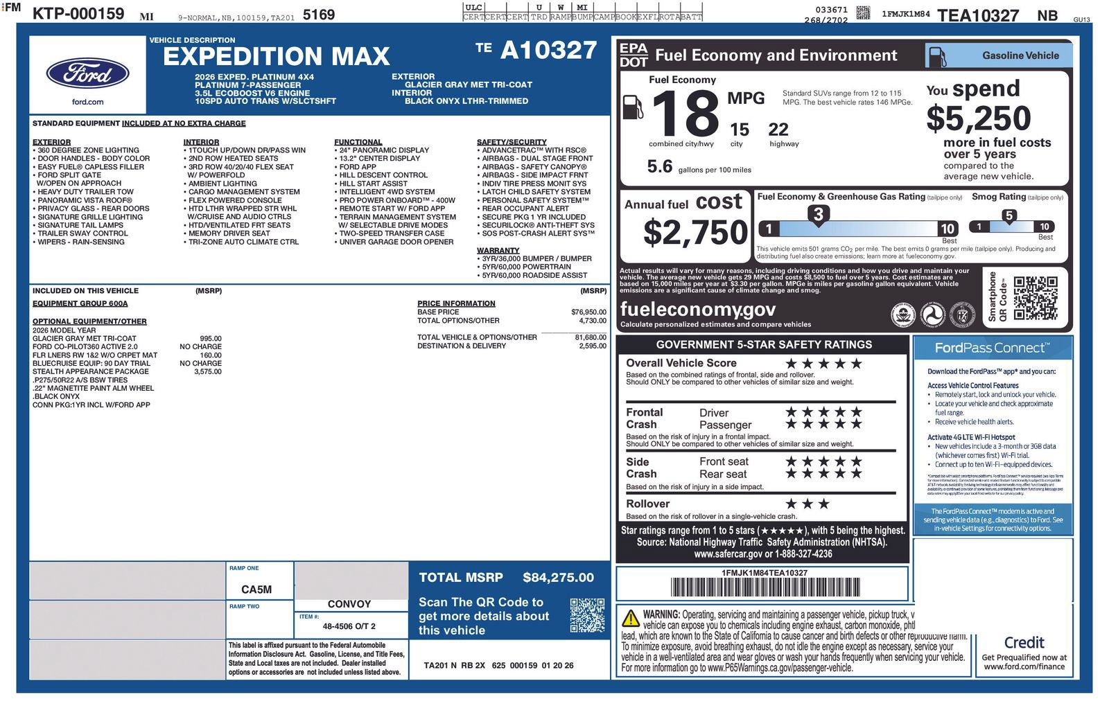 New 2026 Ford Expedition Max Platinum w/ Stealth Appearance Package AWD/4WD image 5