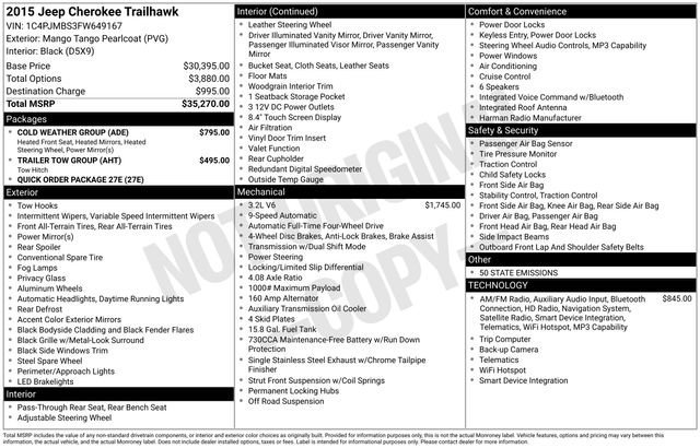 Used 2015 Jeep Cherokee Trailhawk w/ Cold Weather Group image 11