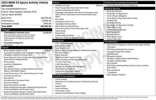 Certified 2023 BMW X3 sDrive30i w/ Convenience Package RWD image 33