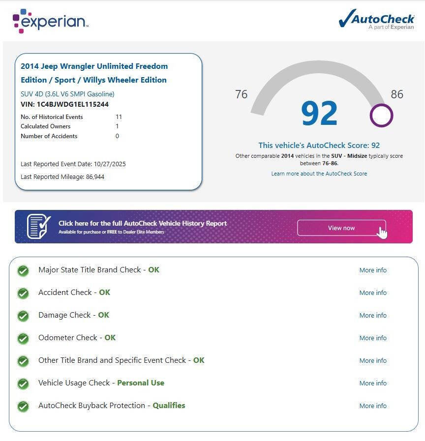 Used 2014 Jeep Wrangler Unlimited Sport w/ Quick Order Package 23S image 13