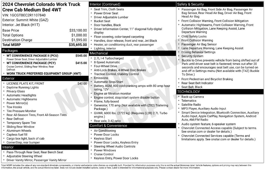 Certified 2024 Chevrolet Colorado W/T w/ WT Convenience Package II AWD/4WD image 9