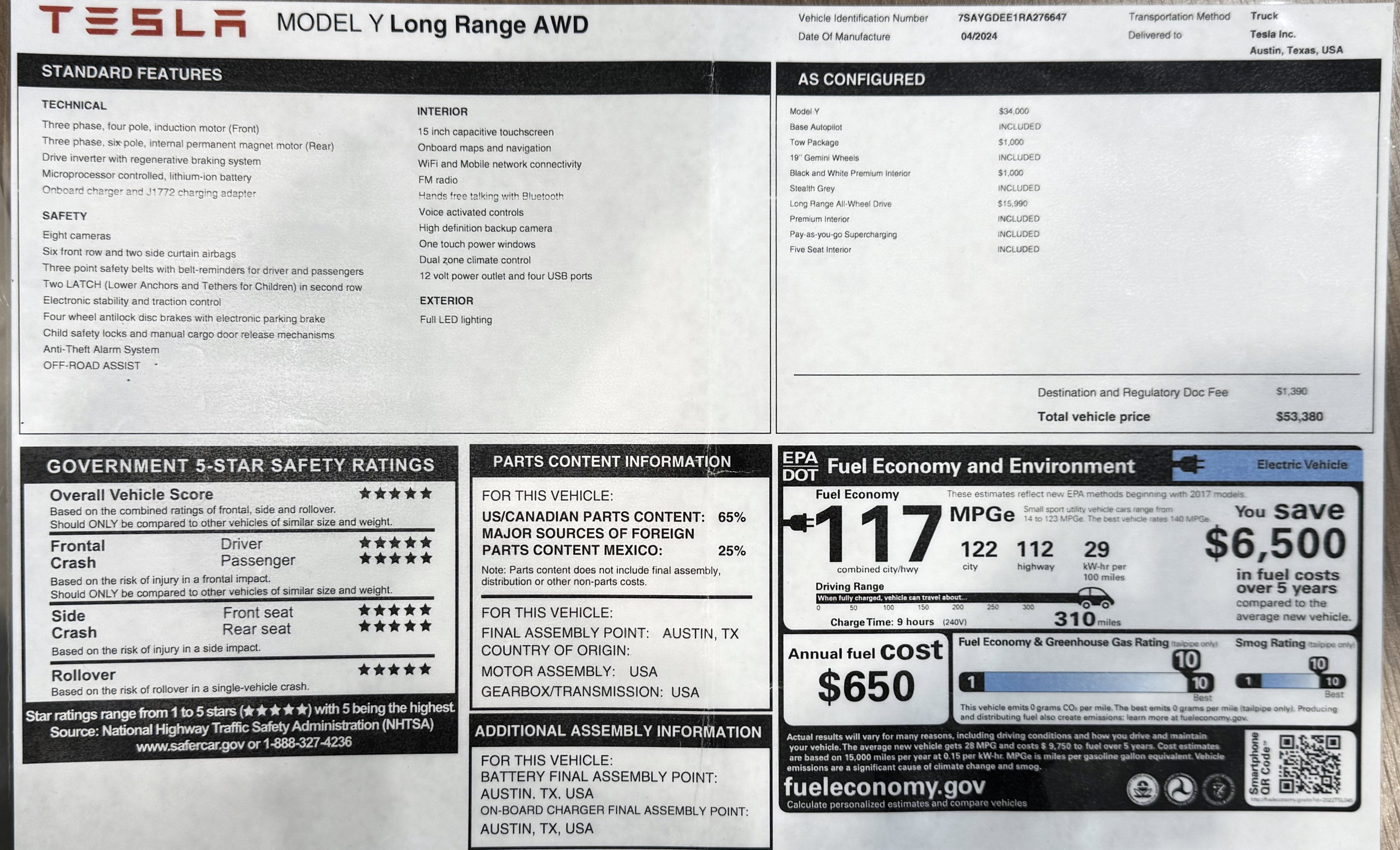 Used 2024 Tesla Model Y Long Range AWD/4WD image 2