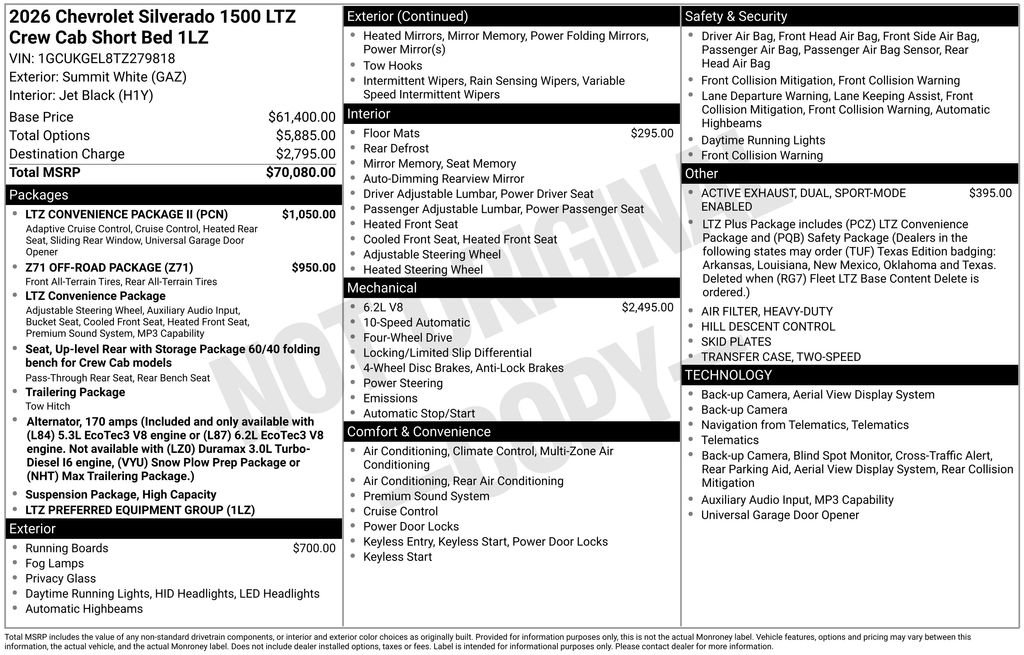 New 2026 Chevrolet Silverado 1500 LTZ w/ LTZ Convenience Package II AWD/4WD image 7