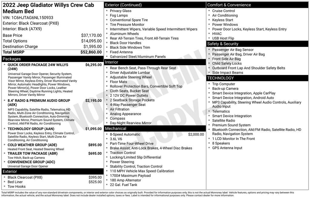 Used 2022 Jeep Gladiator Willys AWD/4WD image 3