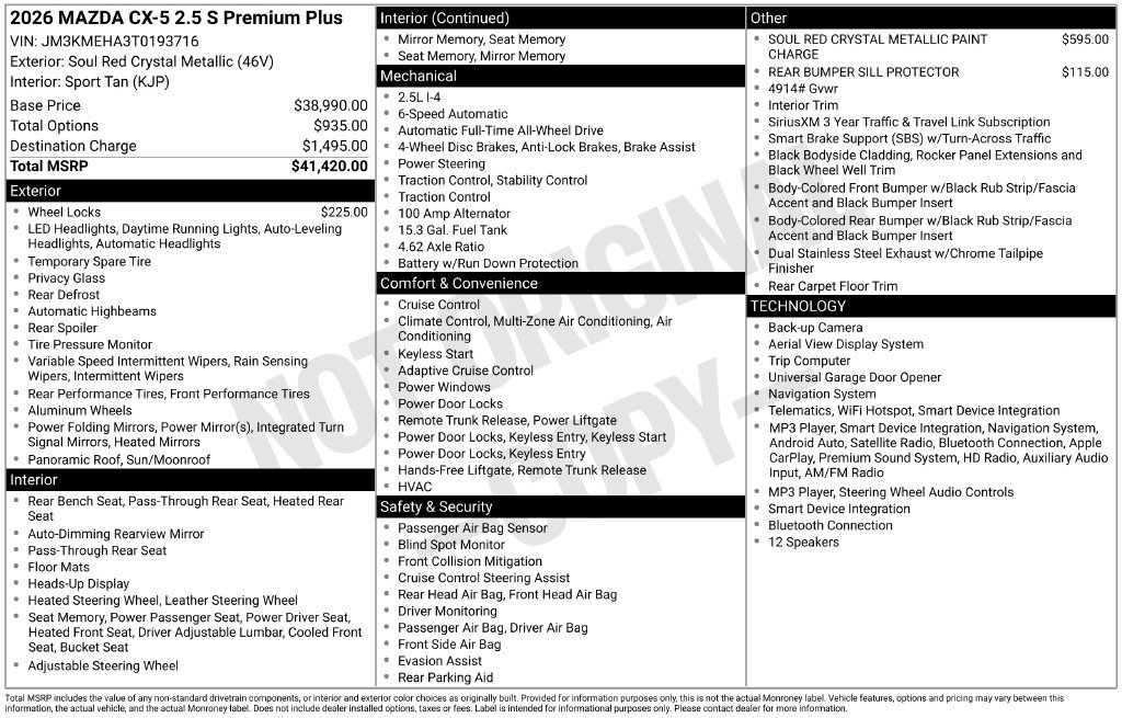 New 2026 MAZDA CX-5 2.5 S w/ Premium Plus Package AWD/4WD image 10
