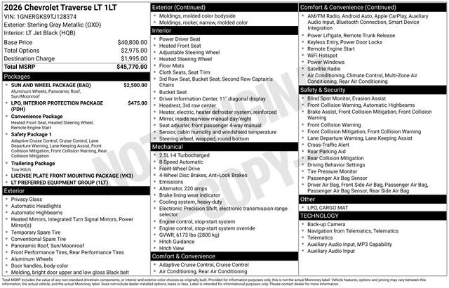 Certified 2026 Chevrolet Traverse LT w/ Sun and Wheel Package FWD image 5