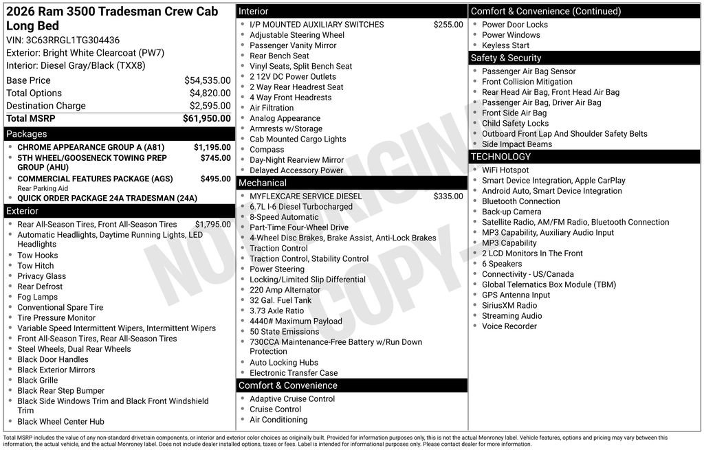 New 2026 RAM 3500 Tradesman w/ Chrome Appearance Group A AWD/4WD image 34