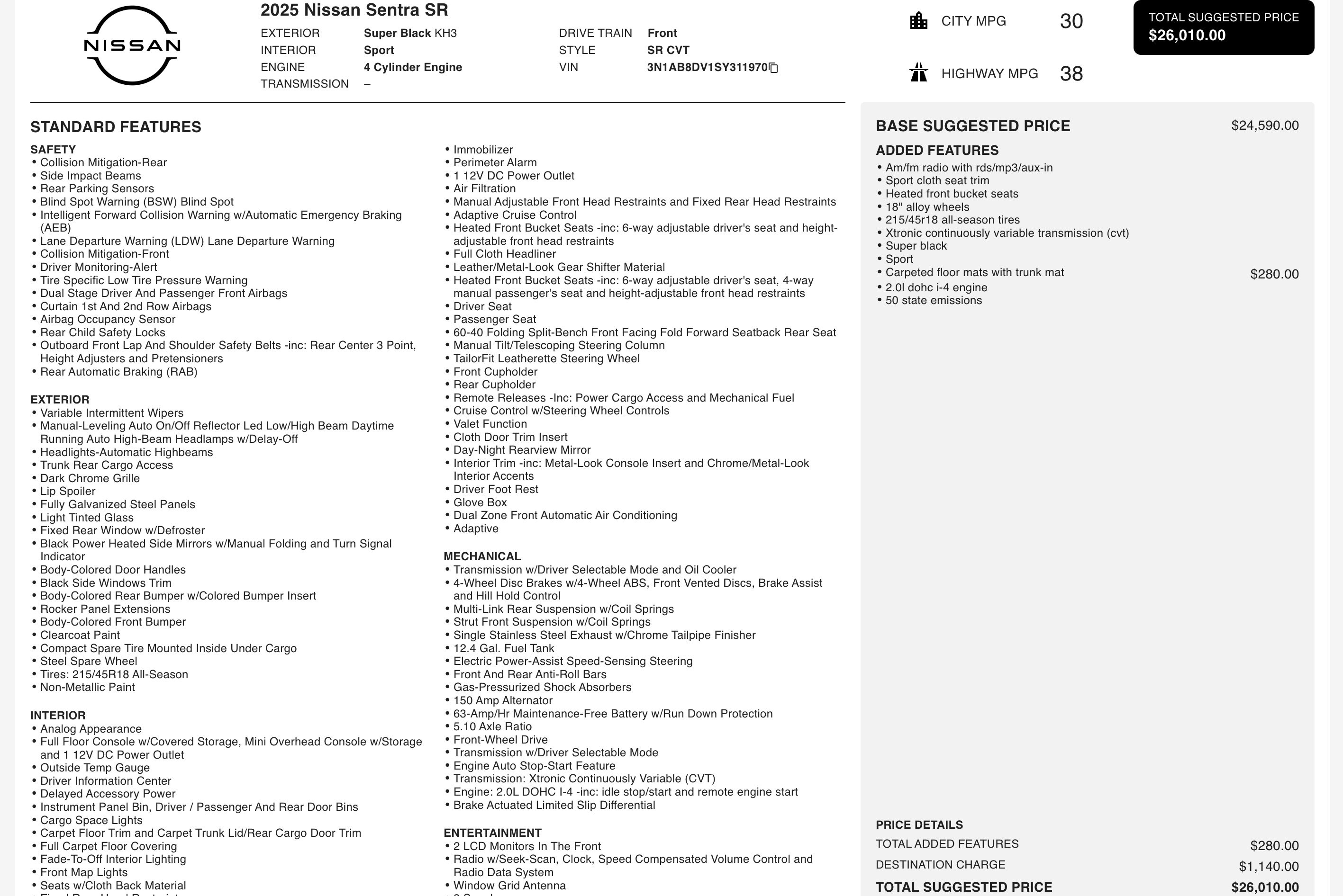 Used 2025 Nissan Sentra SR image 5