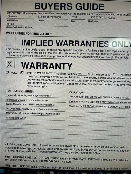 Used 2020 Chevrolet Express 3500 LT w/ LT Preferred Equipment Group image 8