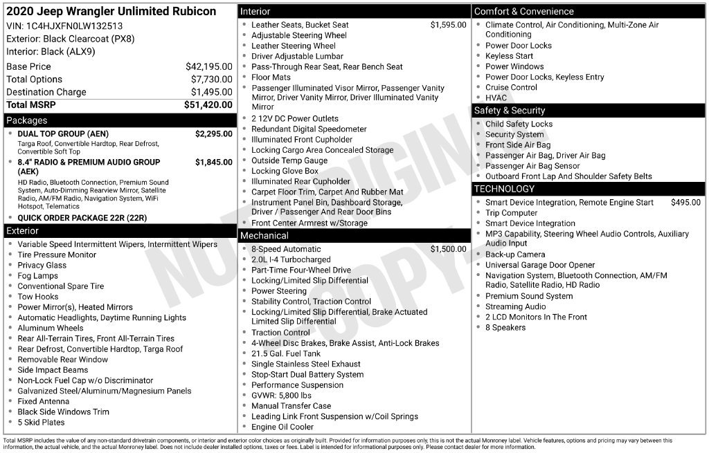 Certified 2020 Jeep Wrangler Unlimited Rubicon w/ Dual Top Group AWD/4WD image 13