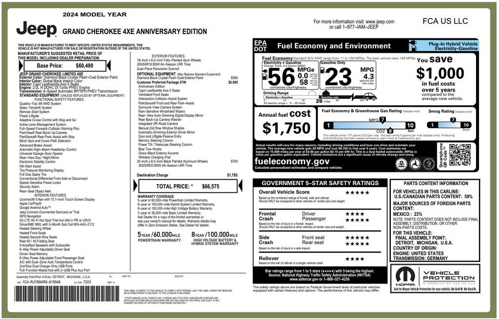 Used 2024 Jeep Grand Cherokee Limited 4xe AWD/4WD image 3