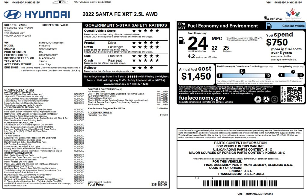 Used 2022 Hyundai Santa Fe XRT AWD/4WD image 71