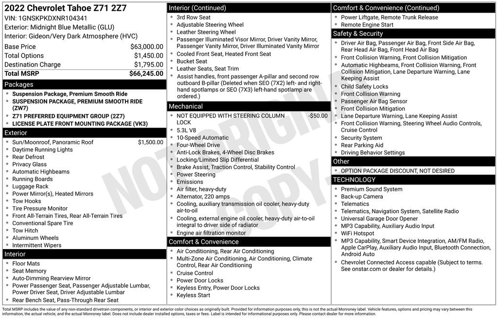 Used 2022 Chevrolet Tahoe Z71 AWD/4WD image 32