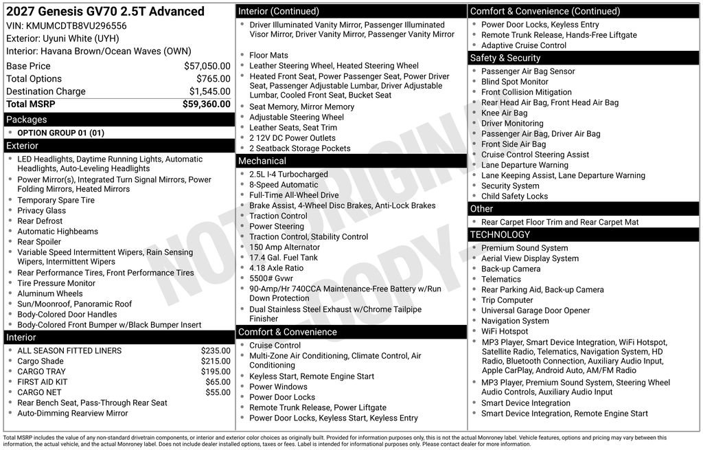 New 2027 Genesis GV70 2.5T Advanced AWD/4WD image 8