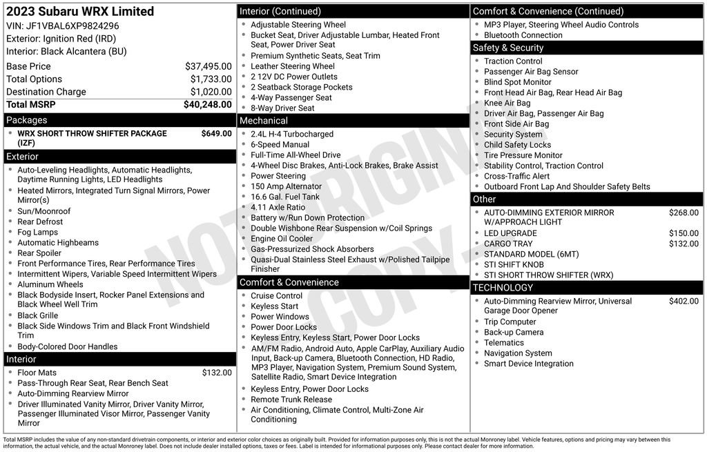 Used 2023 Subaru WRX Limited image 5