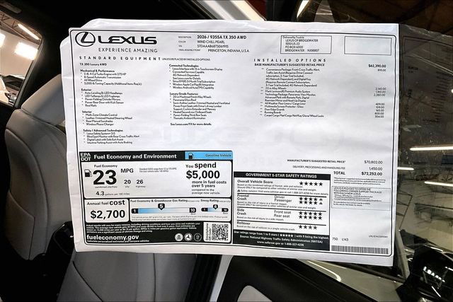 New 2026 Lexus TX 350 AWD w/ Technology Package image 14