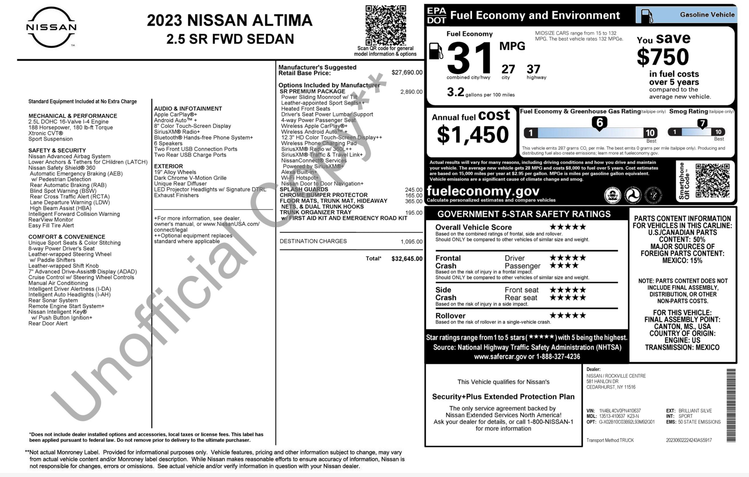 Used 2023 Nissan Altima 2.5 SR w/ SR Premium Package FWD image 2