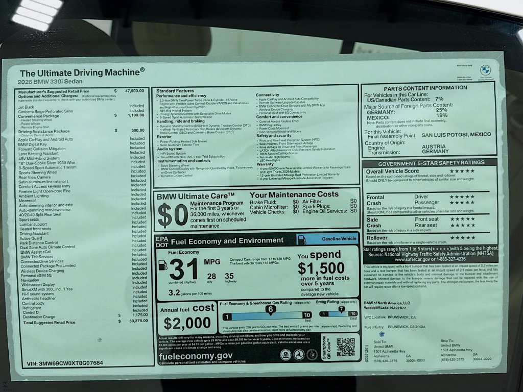 Used 2026 BMW 330i Sedan w/ Convenience Package RWD image 15