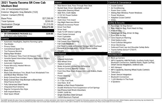 Used 2021 Toyota Tacoma SR w/ SR Convenience Package RWD image 11