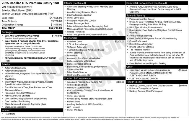 Certified 2025 Cadillac CT5 Premium Luxury w/ Sun And Sound Package image 4