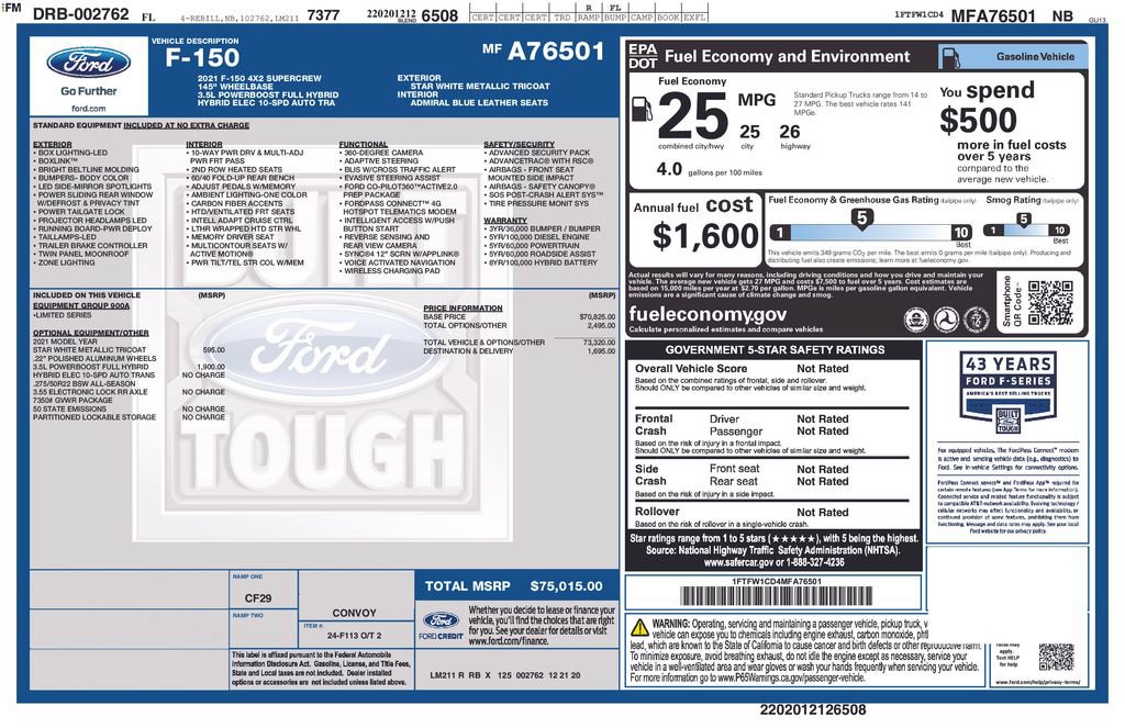 Certified 2021 Ford F150 Limited RWD image 6