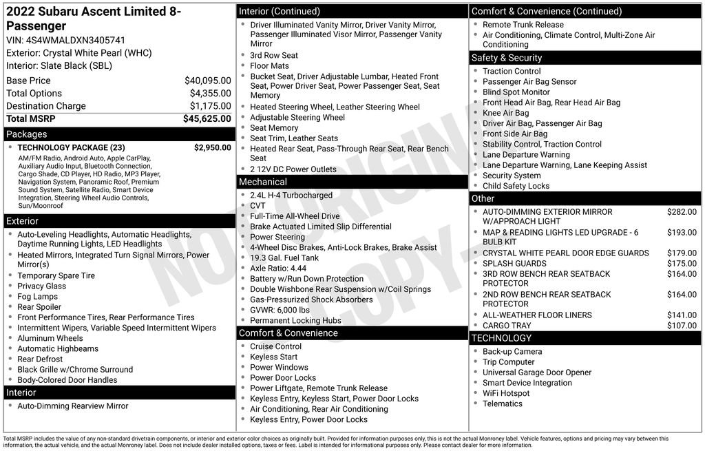 Certified 2022 Subaru Ascent Limited w/ Technology Package image 12