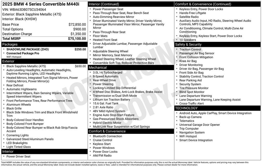 Certified 2025 BMW M440i Convertible w/ Shadowloine Package RWD image 7