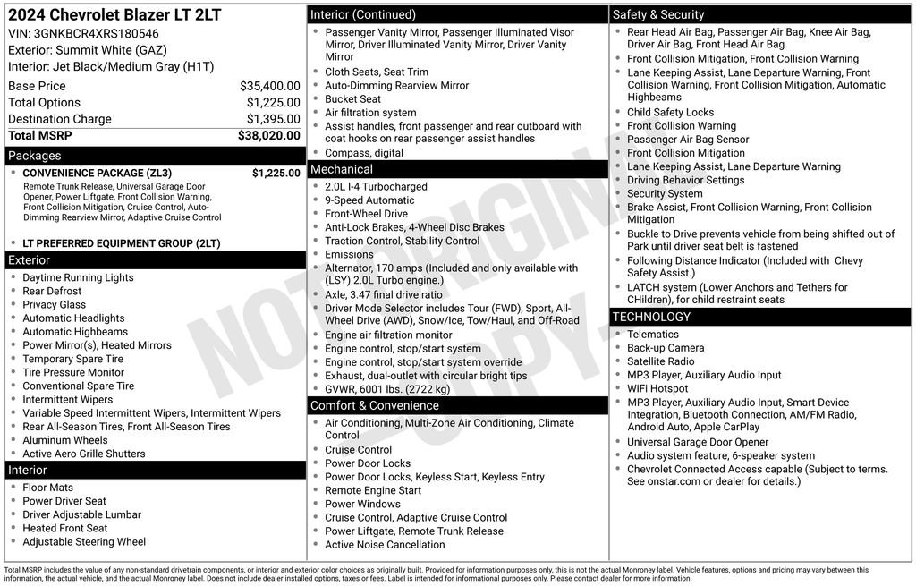 Used 2024 Chevrolet Blazer LT w/ Convenience Package FWD image 56