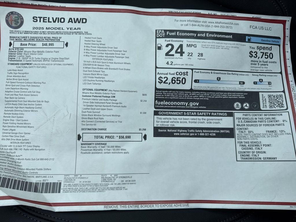 New 2025 Alfa Romeo Stelvio Sprint AWD/4WD image 24