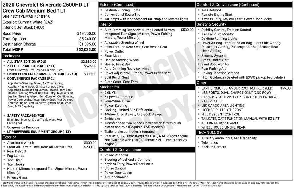 Used 2020 Chevrolet Silverado 2500 LT w/ All Star Edition AWD/4WD image 6