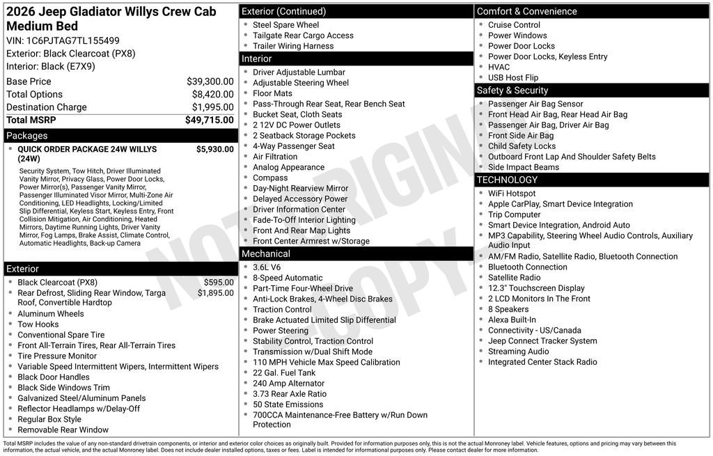New 2026 Jeep Gladiator Willys image 23