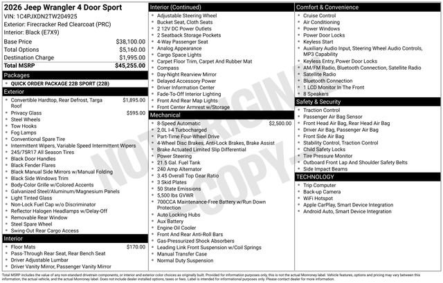New 2026 Jeep Wrangler Sport image 27