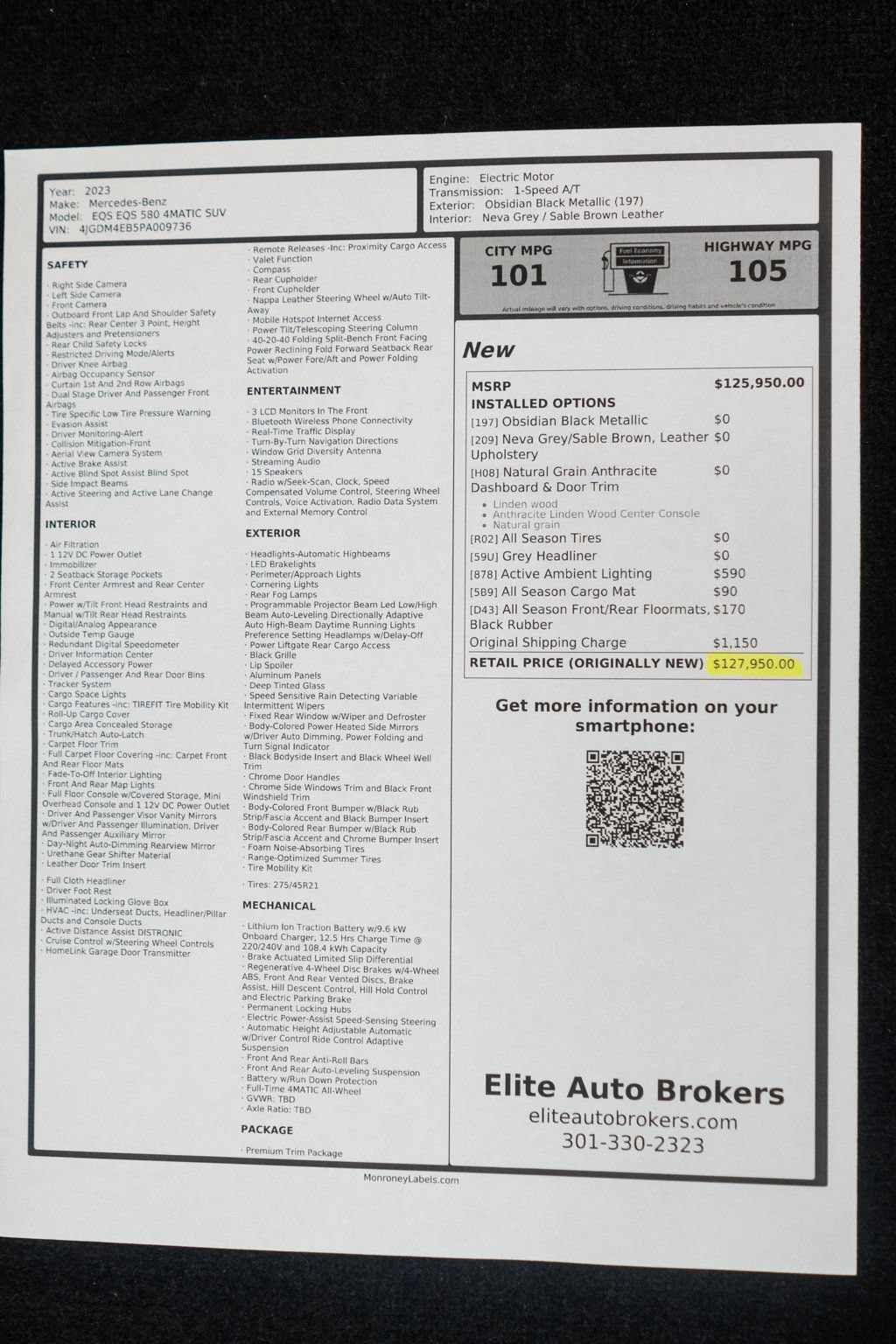 Used 2023 Mercedes-Benz EQS 580 4MATIC SUV image 56