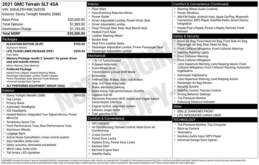 Used 2021 GMC Terrain SLT w/ Elevation Edition image 33