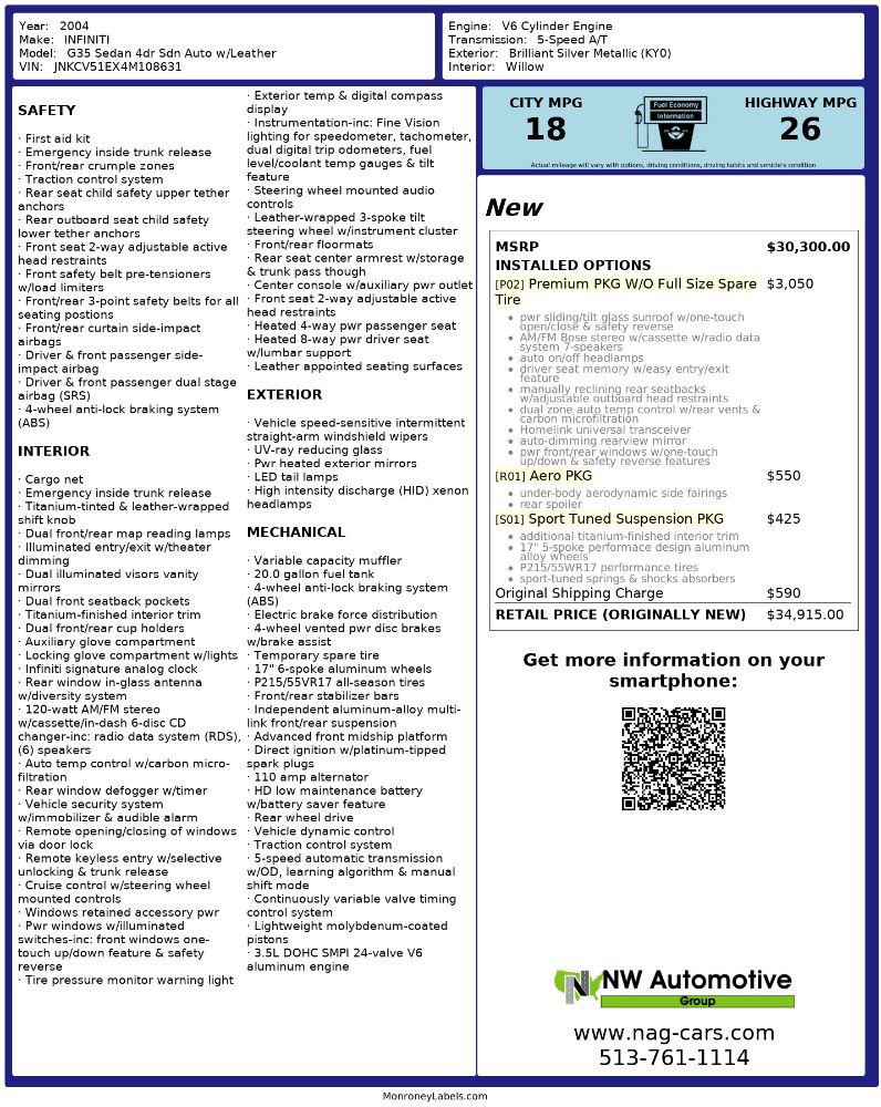Used 2004 INFINITI G35 Sedan image 2