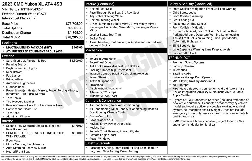 Used 2023 GMC Yukon XL AT4 w/ Max Trailering Package AWD/4WD image 2